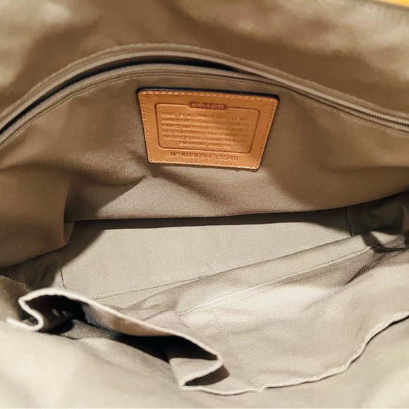 COACH - LIKE NEW!! Signature Monogram Brown/Khaki & Yellow Stripe Tote Bag - Picture 7 of 10